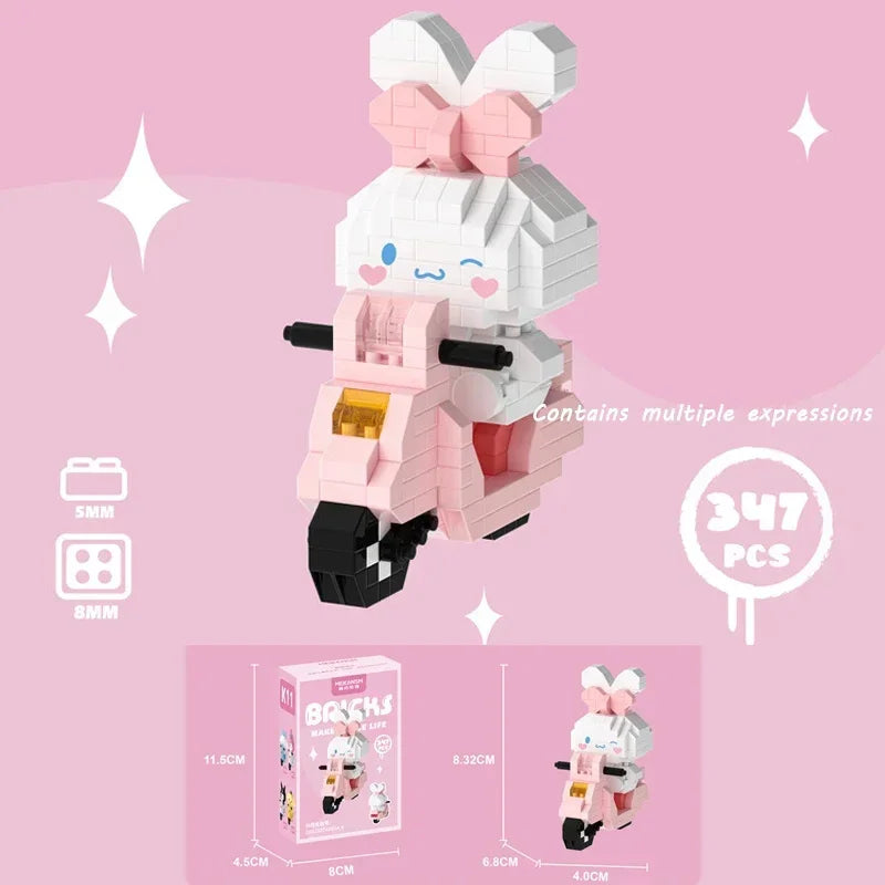 Sanrio Building Blocks Hello Kitty Anime Figure Cinnamoroll My Melody Diy Ornament Dolls Kuromi Building Blocks with Box Gifts