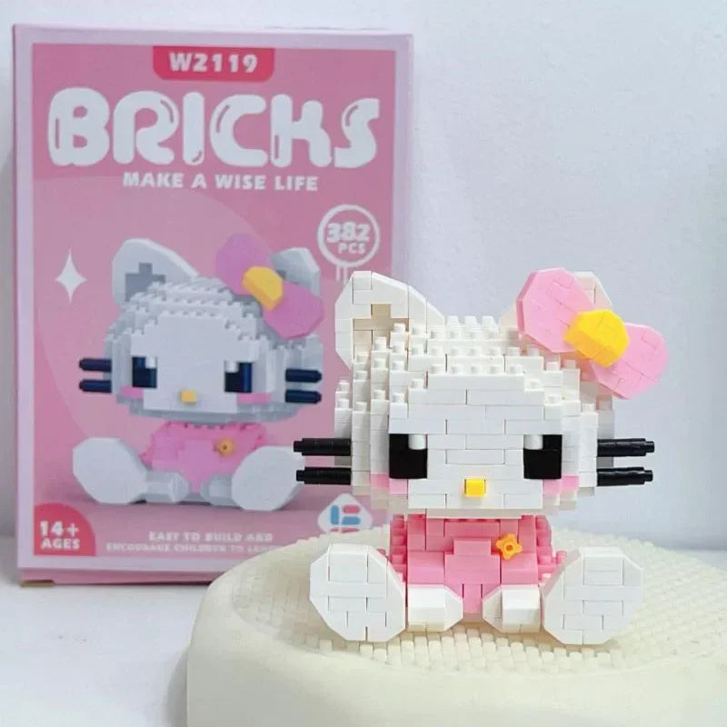 Sanrio Building Blocks Hello Kitty Anime Figure Cinnamoroll My Melody Diy Ornament Dolls Kuromi Building Blocks with Box Gifts