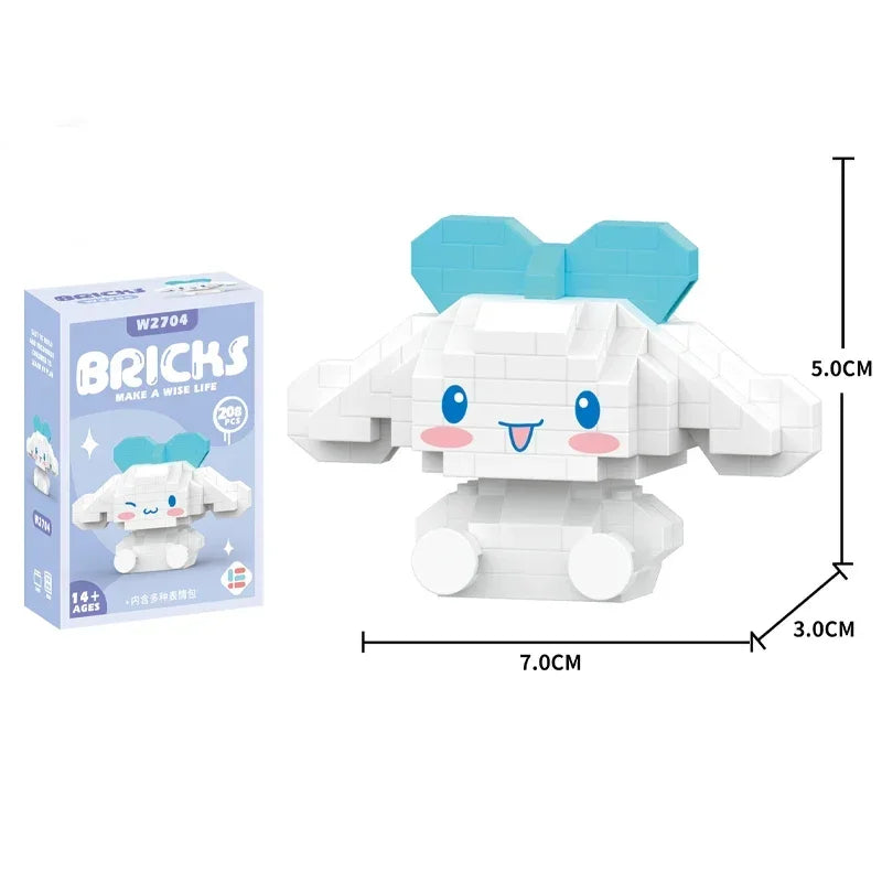 Sanrio Building Blocks Hello Kitty Anime Figure Cinnamoroll My Melody Diy Ornament Dolls Kuromi Building Blocks with Box Gifts