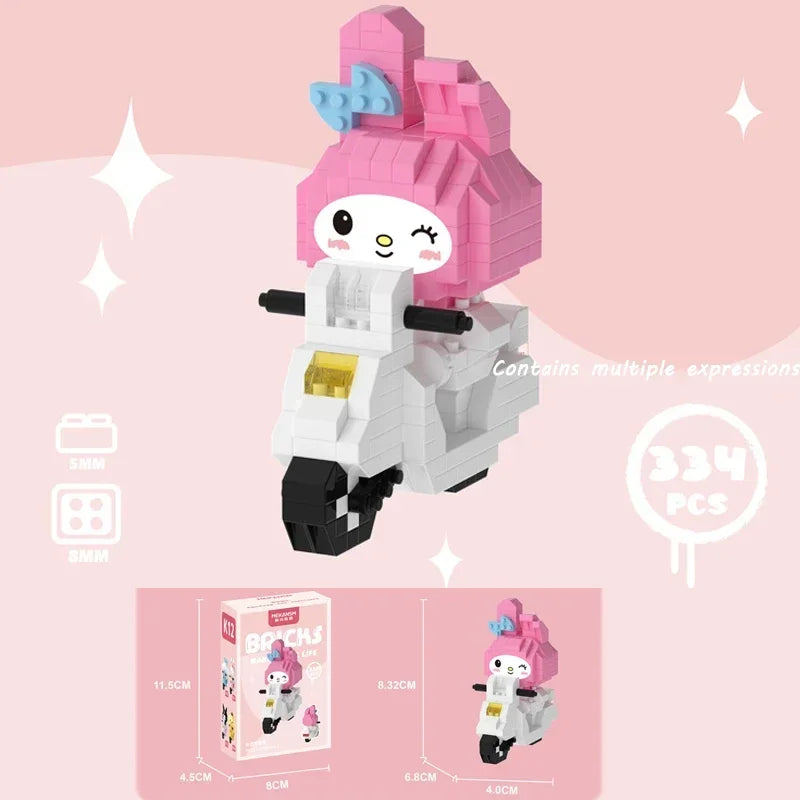 Sanrio Building Blocks Hello Kitty Anime Figure Cinnamoroll My Melody Diy Ornament Dolls Kuromi Building Blocks with Box Gifts