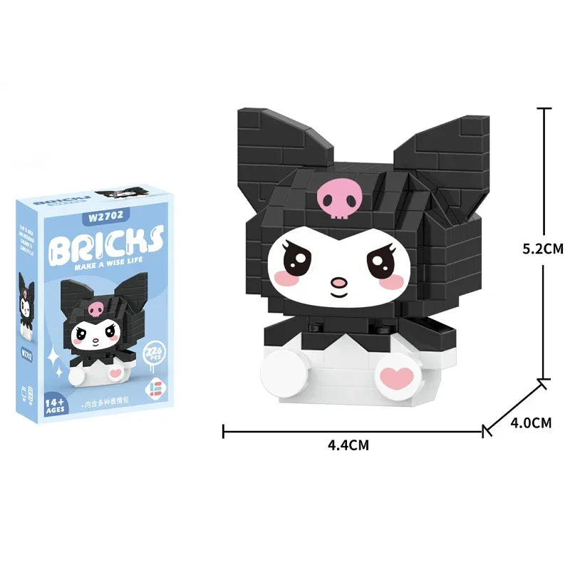 Sanrio Building Blocks Hello Kitty Anime Figure Cinnamoroll My Melody Diy Ornament Dolls Kuromi Building Blocks with Box Gifts