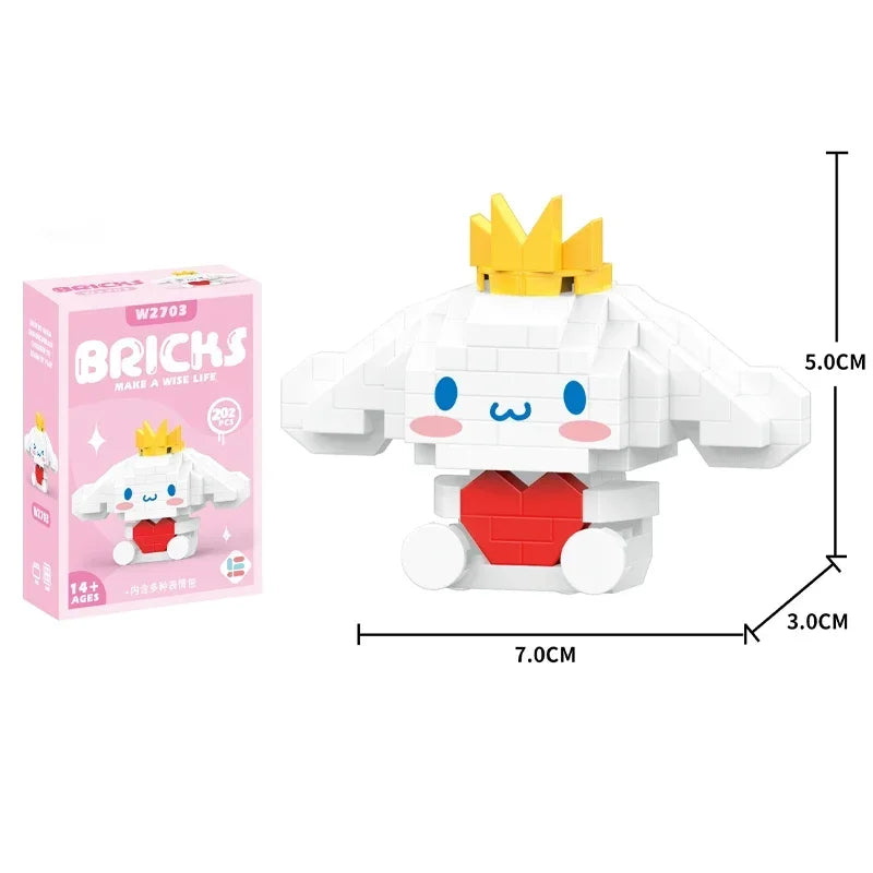 Sanrio Building Blocks Hello Kitty Anime Figure Cinnamoroll My Melody Diy Ornament Dolls Kuromi Building Blocks with Box Gifts