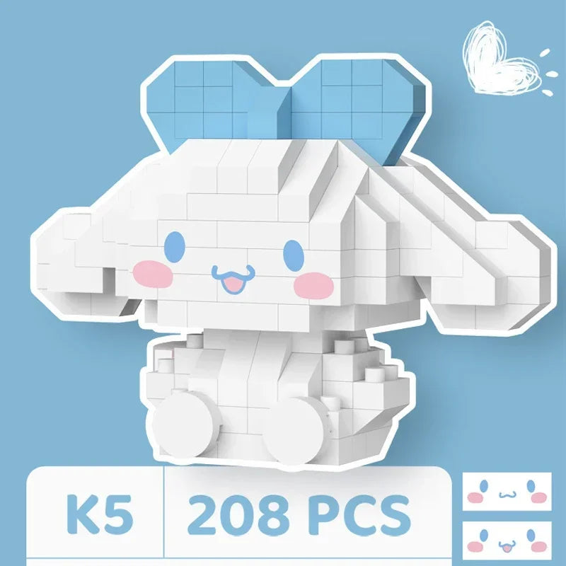 Sanrio Building Blocks Hello Kitty Anime Figure Cinnamoroll My Melody Diy Ornament Dolls Kuromi Building Blocks with Box Gifts